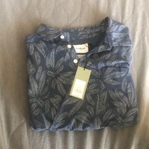 Blue cotton floral polo